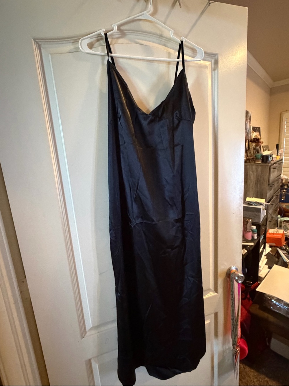 SHEIN Black Satin Slip Dress